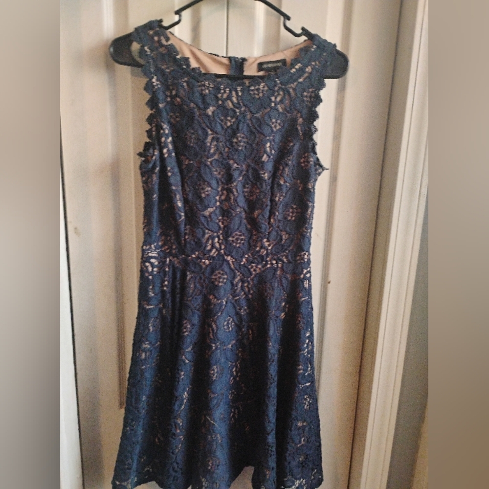 Jodi Kristopher Navy Lace Mini Dress
